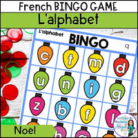 L'alphabet de Noël - French Christmas Alphabet Lowercase Letters Bingo Game