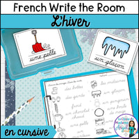 L'hiver - French Winter Vocabulary Cursive Writing Write the Room