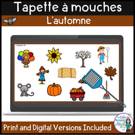 L'automne - French Fall Vocabulary game - La tapette à mouches