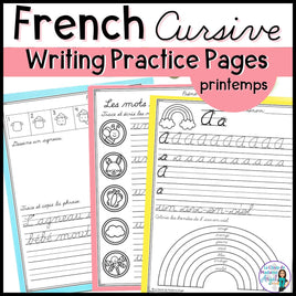 L'écriture cursive - le printemps - French Spring Cursive Writing Practice Pages