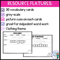 Les vêtements - French Clothing Vocabulary Activity Mats - Word Work Centre