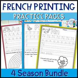 Les lettres d'alphabet - French Four Season Printing Practice Activities BUNDLE