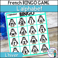 L'alphabet de l'hiver - French Winter Alphabet Lowercase Letters Bingo Game