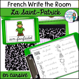 La Saint-Patrick - French Saint Patrick's Day Cursive Writing Write the Room