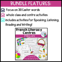 Pâques - French Easter Literacy Centres and Vocabulary Activities BUNDLE