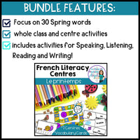 Le printemps - French Spring Literacy Centres and Vocabulary Activities BUNDLE