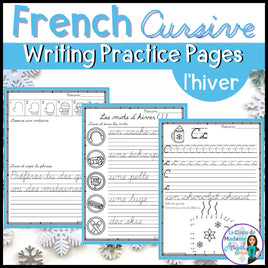 L'écriture cursive - l'hiver - French Winter Cursive Writing Practice Pages