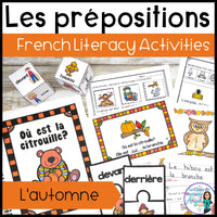 Les prépositions | French Autumn or Fall Preposition Activities and Reader | L'automne