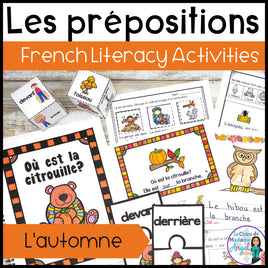 Les prépositions | French Autumn or Fall Preposition Activities and Reader | L'automne