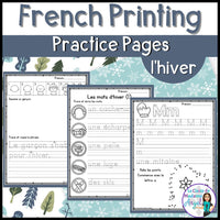 French Winter Printing Practice Pages - L'hiver