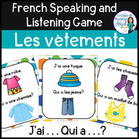 Les vêtements - French Clothing Vocabulary Game - J'ai. . .Qui a. . .?