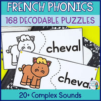 French Phonics Puzzles - Complex Sounds Decoding Practice Activity BUNDLE of 4 sets