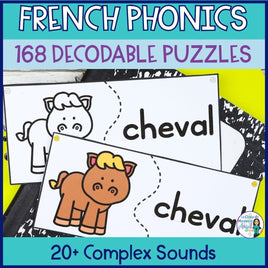 French Phonics Puzzles - Complex Sounds Decoding Practice Activity BUNDLE of 4 sets