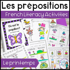 Les prépositions | French Spring Prepositions Activities and Reader | Le printemps