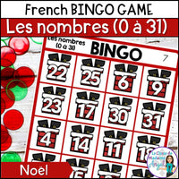 Les nombres de Noël - French Christmas Numbers to 31 Bingo Game