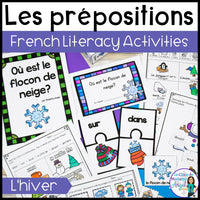 Les prépositions | French Winter Preposition Activities and Reader | L'hiver