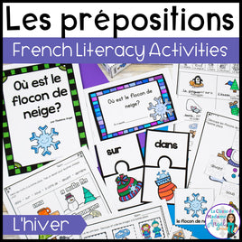 Les prépositions | French Winter Preposition Activities and Reader | L'hiver