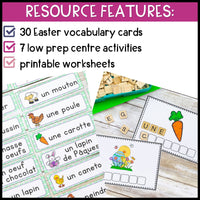 Pâques - French Easter Literacy Activities and Vocabulary Cards