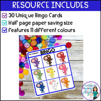 Les couleurs:  French Colour (Color) Bingo Game
