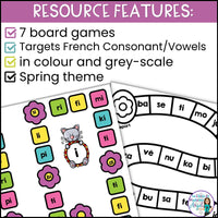 Le printemps | French Phonics Board Games | French Vowel Sounds