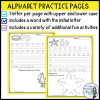 Lettres de l'alphabet - French Alphabet Letters Summer Printing Practice
