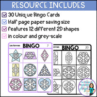 Les formes de l'hiver - French Winter 2D Shapes Bingo Game