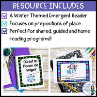 Les prépositions | French Winter Preposition Activities and Reader | L'hiver