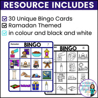 Le Ramadan - French Ramadan Vocabulary Bingo Game for Speaking and Listening