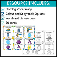 Les vêtements - French Clothing Vocabulary Game - J'ai. . .Qui a. . .?