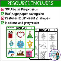 Les formes de Noël | French Christmas 2D Shapes Bingo Game