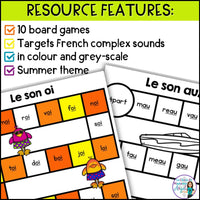 L'été - French Summer Phonics Board Games - Les sons complexes