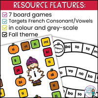 L'automne | French Fall Phonics Board Games | French Vowel Sounds