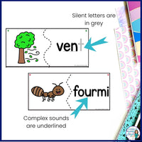 French Phonics Puzzles - Complex Sounds Decoding Practice Activity BUNDLE of 4 sets