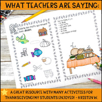 L'Action de Grâce | French Thanksgiving Activity Booklet with Vocabulary Cards