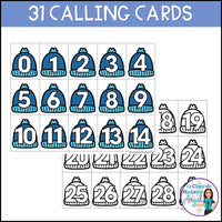 Les nombres de l'hiver - French Winter Numbers to 31 Bingo Game