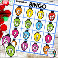 L'alphabet de Noël - French Christmas Alphabet Lowercase Letters Bingo Game