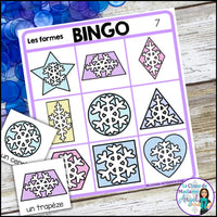 Les formes de l'hiver - French Winter 2D Shapes Bingo Game