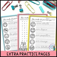 L'écriture cursive - le printemps - French Spring Cursive Writing Practice Pages