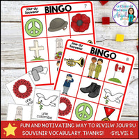 Jour du Souvenir:  French Remembrance Day Bingo Game