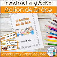 L'Action de Grâce | French Thanksgiving Activity Booklet with Vocabulary Cards