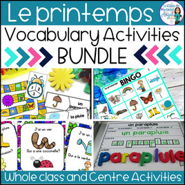 Le printemps - French Spring Literacy Centres and Vocabulary Activities BUNDLE