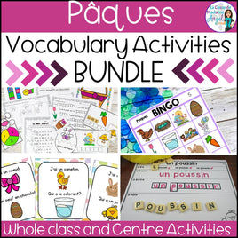 Pâques - French Easter Literacy Centres and Vocabulary Activities BUNDLE