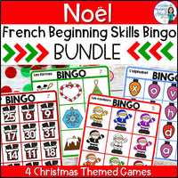 Noël | French Christmas Beginning Skills Bingo Games BUNDLE