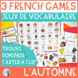 AUTOMNE French Autumn / Fall Themed Vocabulary Games: 3 JEUX EN FRANÇAIS