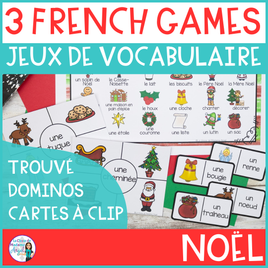 Noël: 3 French Christmas Themed Vocabulary Games for Centres "J'ai fini"