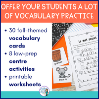 L'AUTOMNE French Fall Literacy Centres and Vocabulary Cards: Autumn Activities