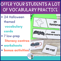 French Halloween Vocabulary Activities: Literacy Centres & Printable Worksheets