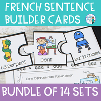 French Writing Activities with Silly Sentence Builder Cards for Literacy Centres