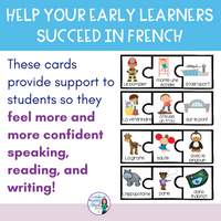 French Writing Activities with Silly Sentence Builder Cards for Literacy Centres