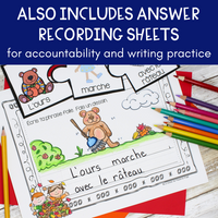 French Writing Activities with Silly Sentence Builder Cards for Literacy Centres